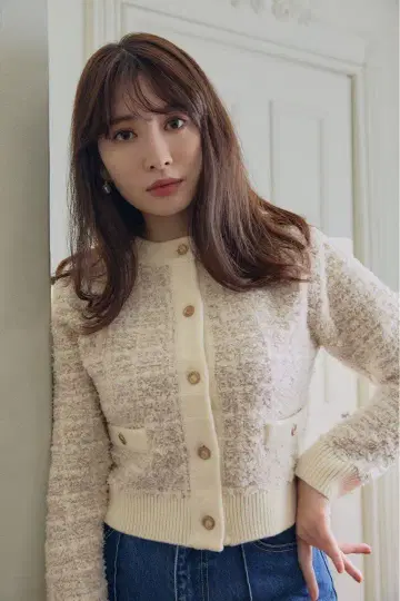 [ 1회 착용 ] Her lip to Mercer tweed 가디건