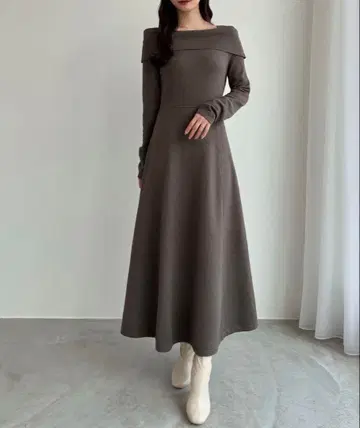 CENEA 오프숄더풍 스퀘어넥 롱 니트 원피스 원피스 M 모카