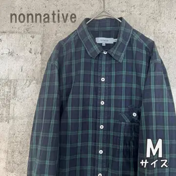 nonnative 블랙워치 버튼 다운 칠부 긴팔 셔츠 M