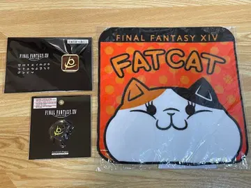 FF14 리퍼 핀즈 & 아크릴 마그넷 & 팻 캣 손수건 세트