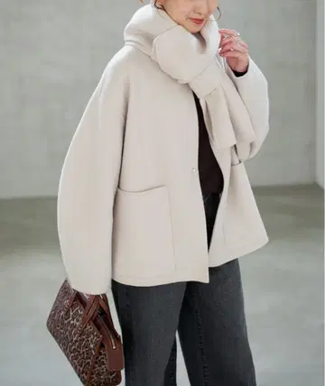 Spick& Span 비버 버스트 스톨 세트 코트 베이지 36