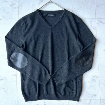 캐시미어 혼방 REPLAY 리플레이 V넥 니트 엘르 패치 컷오프