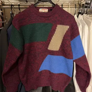 80s 맥그리거 빈티지 기하학 패턴 니트 스웨터 올 패턴