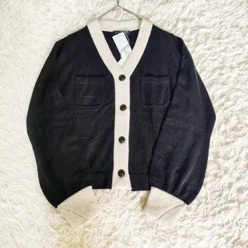 니트 가디건 실크 캐시미어 바이컬러