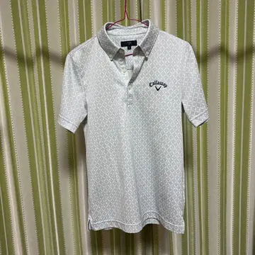 Callaway 골프 셔츠 M 화이트 기하학 패턴