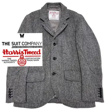 극상 해리스 트위드 수트 컴퍼니 헤링본 엘보 패치 자켓