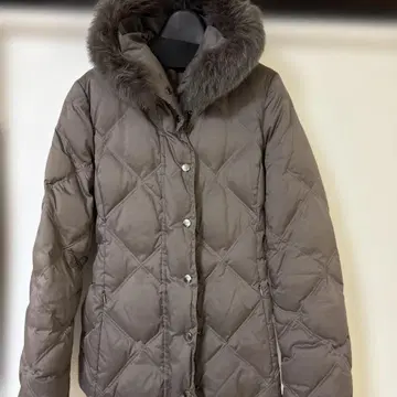 퀼팅 다운 자켓 퍼 포함 카키
