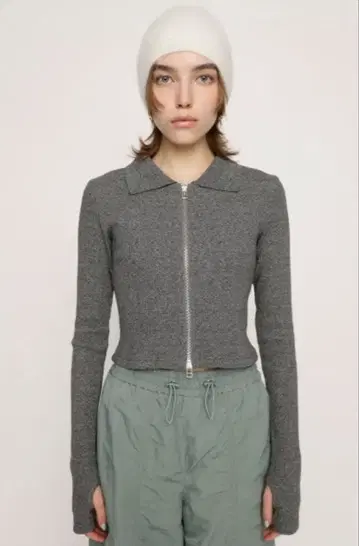 [ SLY ] ZIP UP CUT RIB 상의