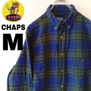 USA 구제 의류 CHAPS 플란넬 셔츠 M 블루그린 체크