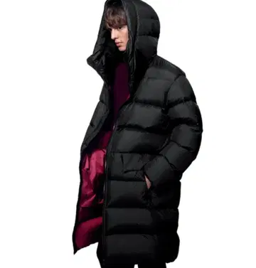 유니클로 질 샌더 콜라보 L 라이트 다운 볼륨 롱 후디드 코트