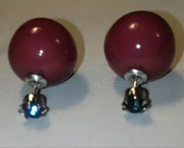 인도 루비 와인 레드 공 모양 귀걸이 파란 스톤 포함