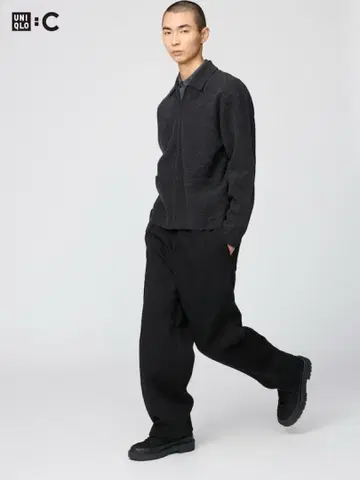 UNIQLO C 맨투맨 와이드 팬츠 블랙 S