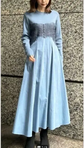 JILLSTUART 레이스 도킹 니트 원피스