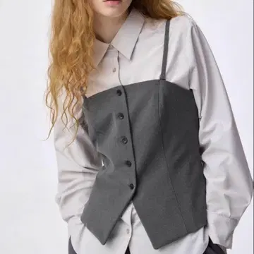 GU 프론트 버튼 뷔스티에 M 사이즈 그레이