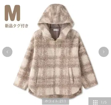 [택 포함 새상품] tal. by yumi. 아이보리 체크 후드 자켓 M