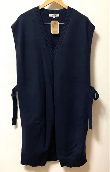 핑크 어도비 네이비 V넥 롱 베스트 M