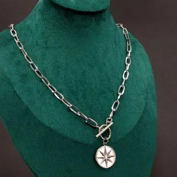 빈티지 코인 실버 체인 링크 토글 목걸이