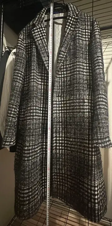 체크 무늬 체스터 코트 약 110cm