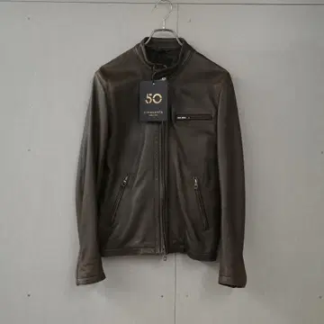 Cinquanta 라무 내퍼 가죽 스탠드 카라 싱글 라이더