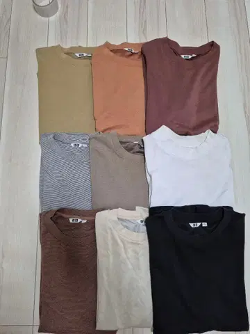 UNIQLOU 에어리즘 코튼 오버사이즈 T셔츠 XL 사이즈 9장 세트