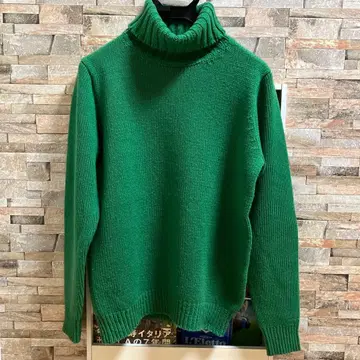 SLOANE 니트 터틀 그린 캐시미어 혼방 슬론