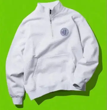 HUF 그레이 하프 지퍼 후드티 S