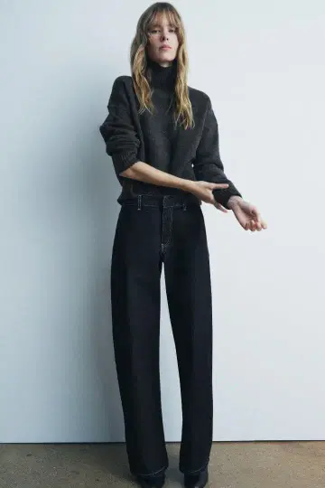 새상품 ZARA 소프트 니트 베이직 스웨터 다크 그레이