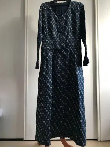 원더풀 월드 일본풍 패턴 소매 프릴 원피스 네이비 계열