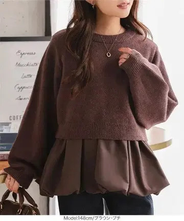 Petitle 프티레 2세트 니트탑 x 벌룬 블라우스