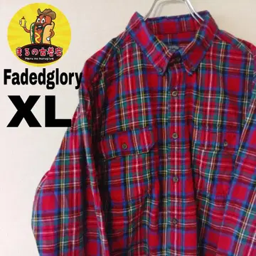 USA 구제 의류 Fadedglory 플란넬 셔츠 XL 레드 블루 체크
