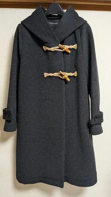 그레이 더플 코트 후드 부착