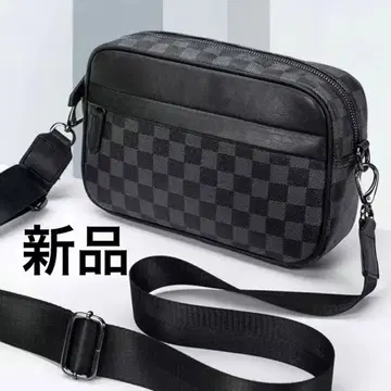 남성용 가방, 체크무늬 숄더백, 미사용 새상품