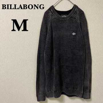 [ 새상품급 ] BILLABONG 빌라봉 니트 스웨터 블랙 데미지 가공