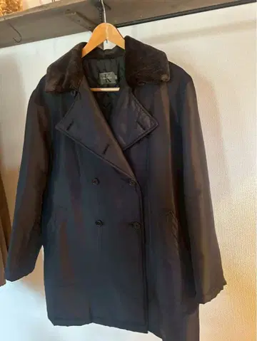 Calvin Klein 다크 그레이 더블 롱 코트