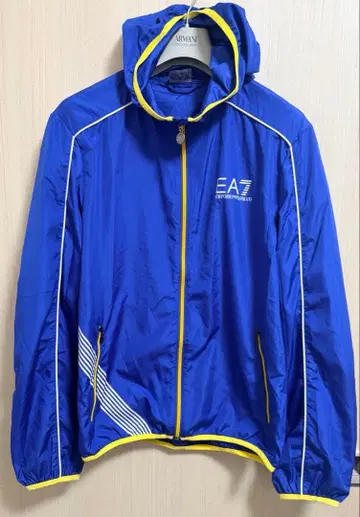 EA7 후드 부착 자켓 파랑 L