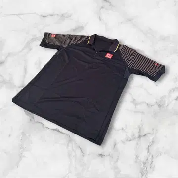 UNIQLO 스트라이프 지퍼 피케 셔츠 블랙