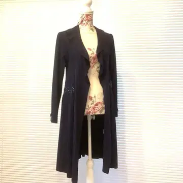 네이비 롱 가디건 비즈 자수