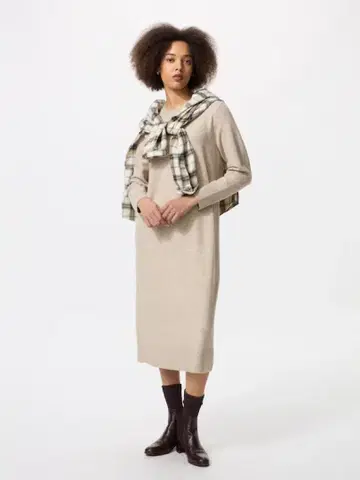 유니클로 수플레 얀 원피스 베이지 니트 롱 원피스 긴팔