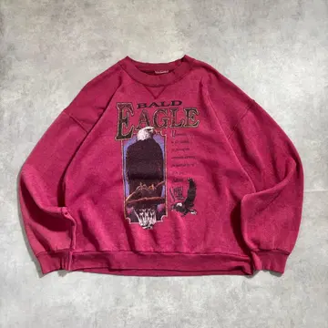 구제 의류 90s BALD EAGLE 프린트 맨투맨 애니멀