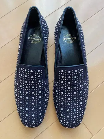 Church's 반짝이는 크리스탈 네이비 스웨이드 오페라 슈즈