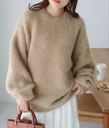 새상품급 DISCOAT 페더얀 니트 풀오버 베이지