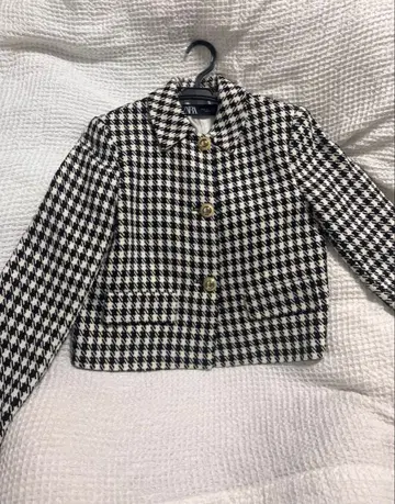 ZARA 하운드투스 체크 숏 기장 자켓