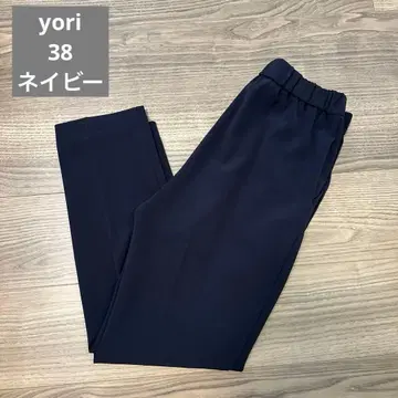 새상품급 yori 세레모니 핀턱 팬츠 36 네이비