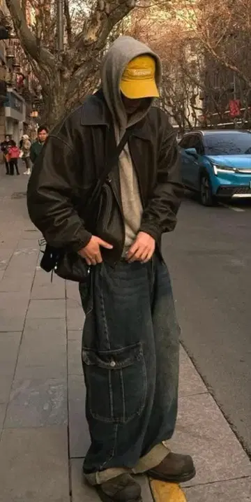 브라운 가죽 자켓 짧은 기장