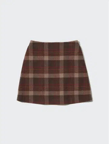 완판템 [ UNIQLO ] 울 블렌드 미니 스커트 (체크) 브라운