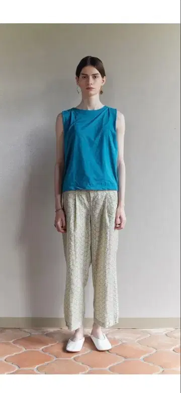 코튼 100% 보트넥 탱크탑 파랑