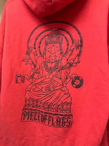 힙합 어패럴 PIECE OF FLAG 빨간색 후드티 L 사이즈