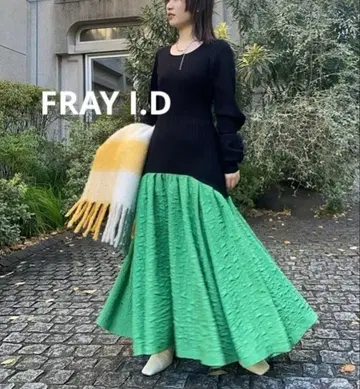 FRAY I.D/자카드 카비 슬리브 니트 원피스