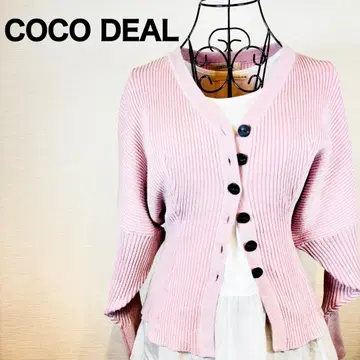 [새상품급] 코코딜 돌먼 슬리브 리브 니트 가디건 핑크 748