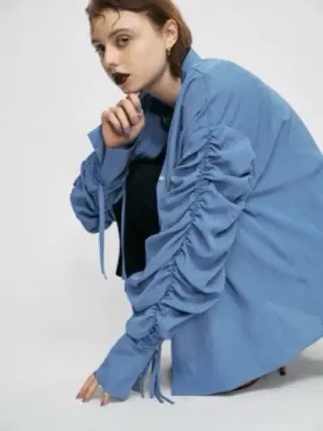 led.tokyo 드로스트 소매 셔츠 블루